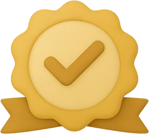 A golden rosette with a tick